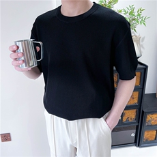 春夏纯色简约百搭款冰丝面料针织衫宽松圆领轻熟A9215-P45，男装针织衫/毛衣，星座1012-1