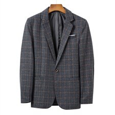 西装男士商务外套2023春季新款中青年上衣格子休闲西服男装,男装西服,电商B212（原钱塘6029）