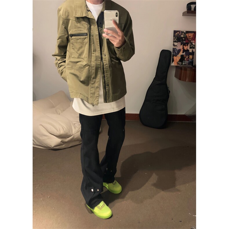 【有货】军绿色工装外套男款高级感痞帅夹克HY195CC-特P65,男装夹克,星座1007（原301D）