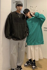 情侣装秋装 钢印 水洗做旧美式情侣卫衣大码外套G1023 P65 男类图片