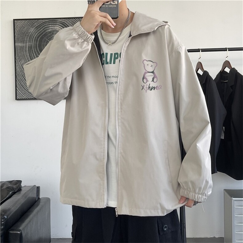 冲锋衣男士潮牌宽松连帽登山服秋冬新款美式工装夹克外套W003/P48,男装夹克,星座506