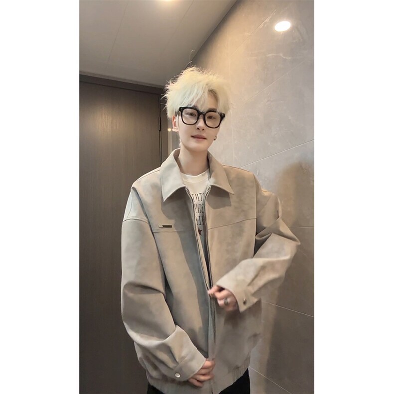 春季扎染皮衣机车翻领宽松复古松弛感外套男女C64139-TP65不,男装皮衣,电商A102