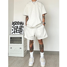 夏季重磅纯色休闲宽松套装，男装休闲套装，星座910A