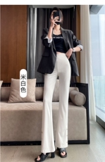 1520开叉喇叭裤女高腰显瘦春新款松紧腰垂感休闲微喇西装裤子P50，女装休闲裤，星座309B-2