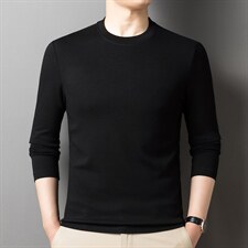 春秋季纯色卫衣男士圆领长袖t恤中年商务休闲潮流体桖上衣打底衫，男装卫衣，电商B212（原钱塘6029）