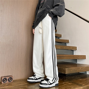 卫裤男款春秋新款侧边织带条纹运动裤休闲直筒阔腿KZ017P48图片
