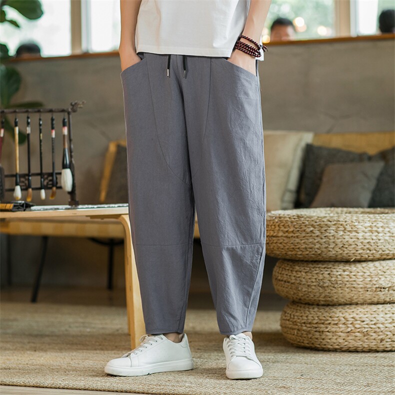 春秋季男士棉麻休闲裤大码宽松九分裤XZ314A-1-9220-P25高品质，男装休闲裤，星座1513