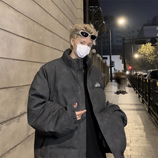 美式做旧复古麂皮绒刺绣棉衣潮牌立领面包服外套，男装棉衣，星座410-6（原星座1304-1）