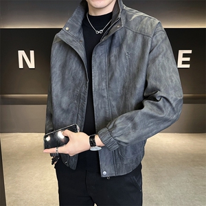 男装皮衣秋季2025新款宽松品质皮夹克外套C317-J2593-P165,男装皮夹克搭配图片图片
