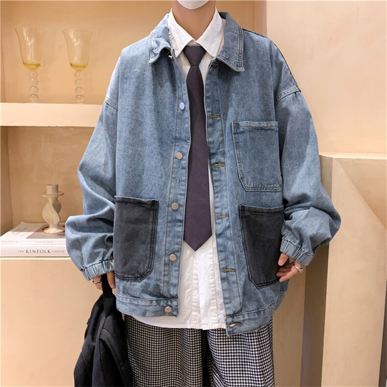 大码S-3XL新款秋冬季高街复古牛仔夹克大口袋拼接外套  W2196-P56图片