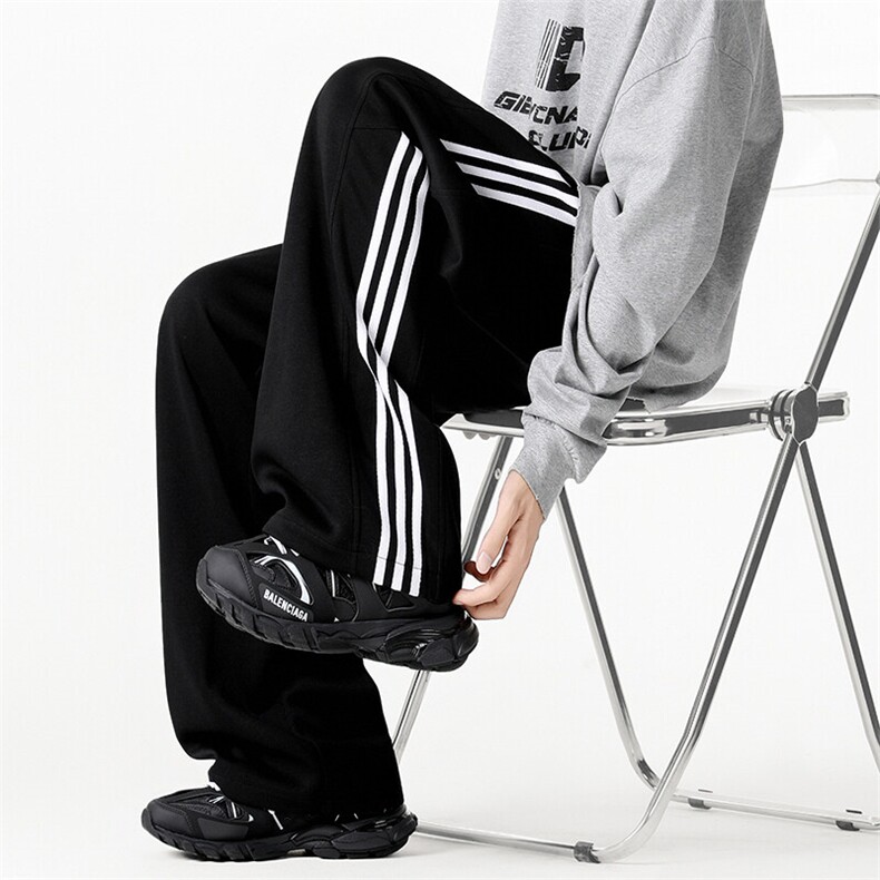 250克华棉薄款条纹运动裤宽松阔腿裤子休闲长裤卫裤K8644-特价P36，男装休闲裤，电商A007