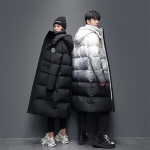 90绒渐变色长款情侣韩版羽绒服