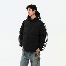 冬季潮流条纹五防立领加绒加厚棉衣情侣撞色棉服外套MY8899-p78，男装棉衣，星座610B-1
