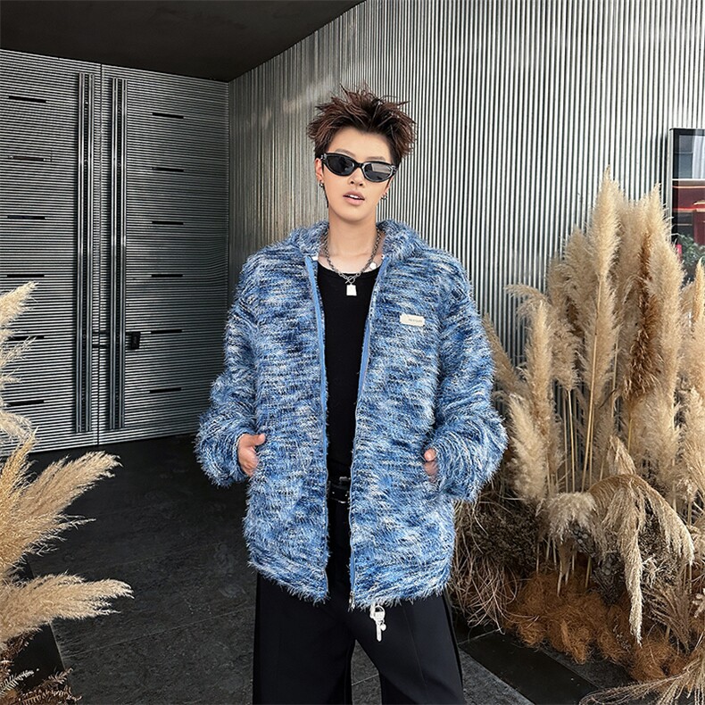 情侣美拉德油画渐变条纹毛衣男宽松开衫外套潮针织衫MY09573-P70,男装针织衫/毛衣,星座308B-2