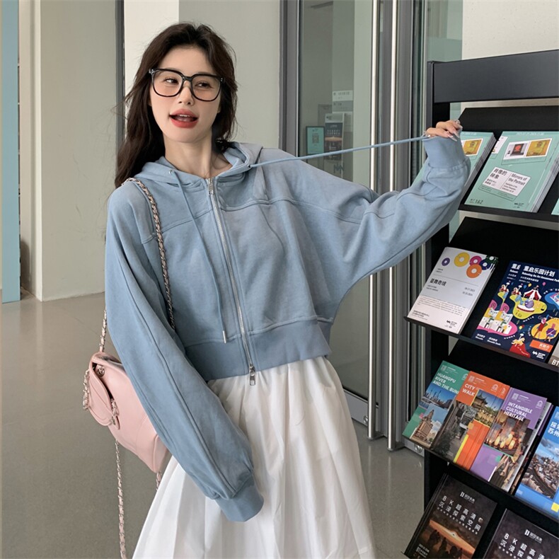 春款大货已出8807蓝色春季短外套连帽开衫女p125k175,女装短外套,2D143