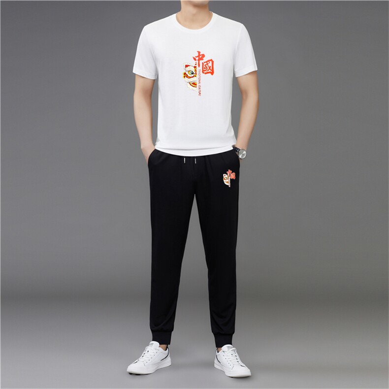 夏装短袖套装夏天T恤男士套装夏季潮流休闲运动套装男潮牌短袖套,男装休闲套装,电商B212（原钱塘6029）