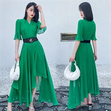 雪纺连衣裙女薄款2023夏季新款时尚高级感名媛气质收腰显瘦大摆裙,女装套装/套裙,尚娜萱