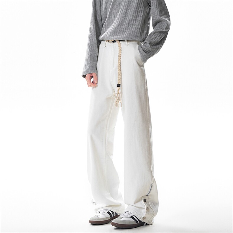 B221美式ins高街小众排扣拉链修身微喇牛仔裤LK22073-特P45控78，男装牛仔裤，电商B221