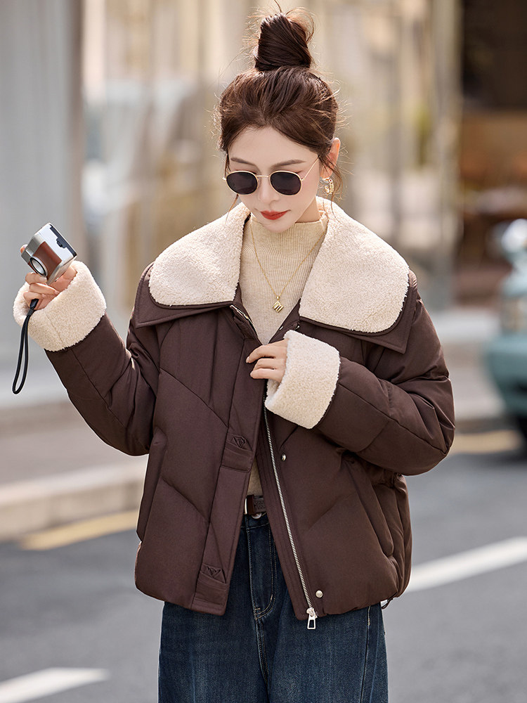 2025年冬季韩版宽松设计感毛毛翻领加厚羽绒服女高端保暖洋气,女装羽绒服,衣之秀