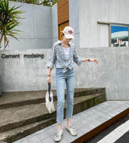 格子假两件小衫，女装，百变诱惑