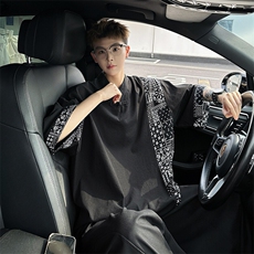 新中式亚麻短袖T恤男款夏季青少年国潮设计感复古五分袖宽松上衣，男装T恤，电商B238