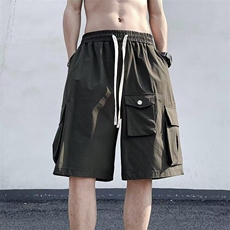大口袋工装短裤男夏季潮牌宽松五分裤男士松紧腰休闲2840P37，男装牛仔裤，星座410-2