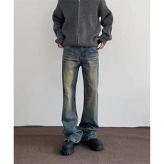 美式ins高街hiphop重工艺水洗微喇复古蓝牛仔裤货号K2320-1P55，男装牛仔裤，电商A063