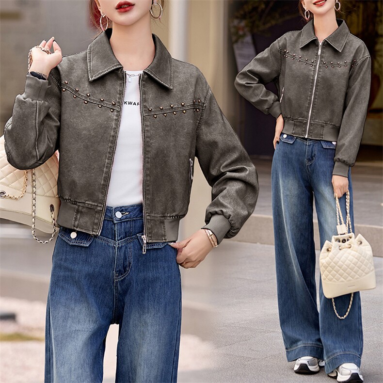 短款皮衣外套女2024年新款秋冬季时尚洋气妈妈高端小个子减龄上衣，女装皮衣，江南女神