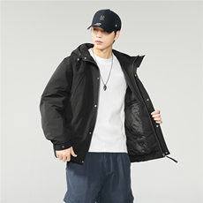2025新款秋冬季加厚夹棉上衣服连帽外套男士工装保暖夹克W0132，男装夹克，电商D215