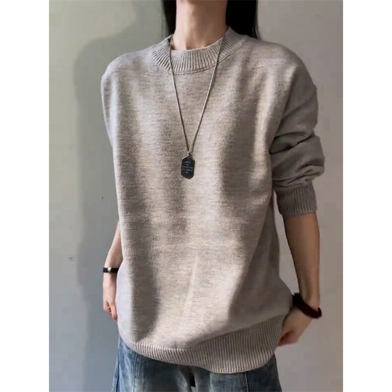 重磅秋冬男女纯色打底针织衫圆领套头半高领毛衣美式复古休闲上衣，男装T恤，电商A486