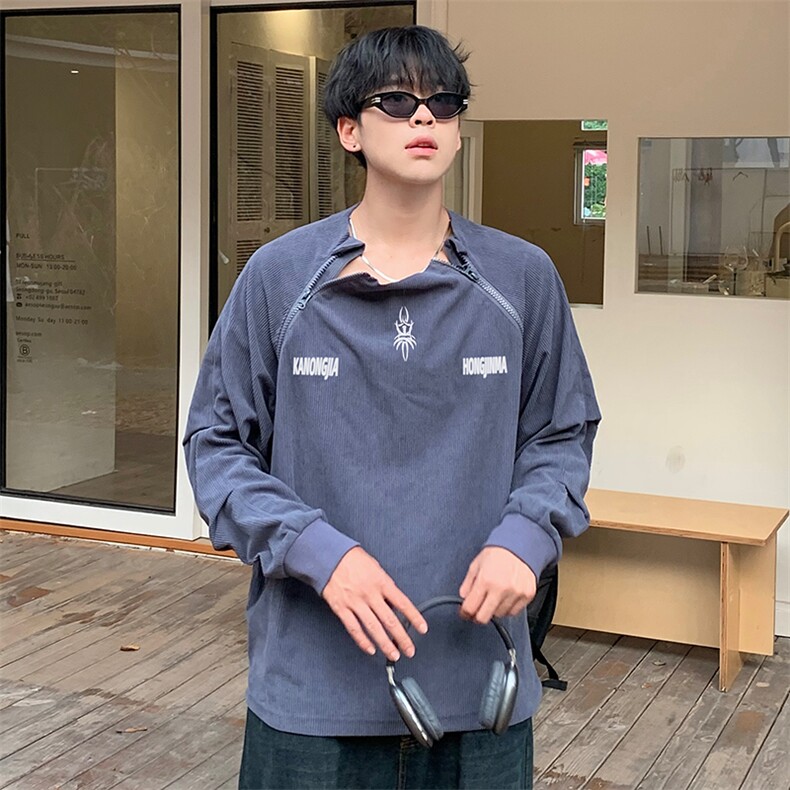 WY100-P50美式灯芯绒全刺绣开叉拉链潮牌卫衣图片
