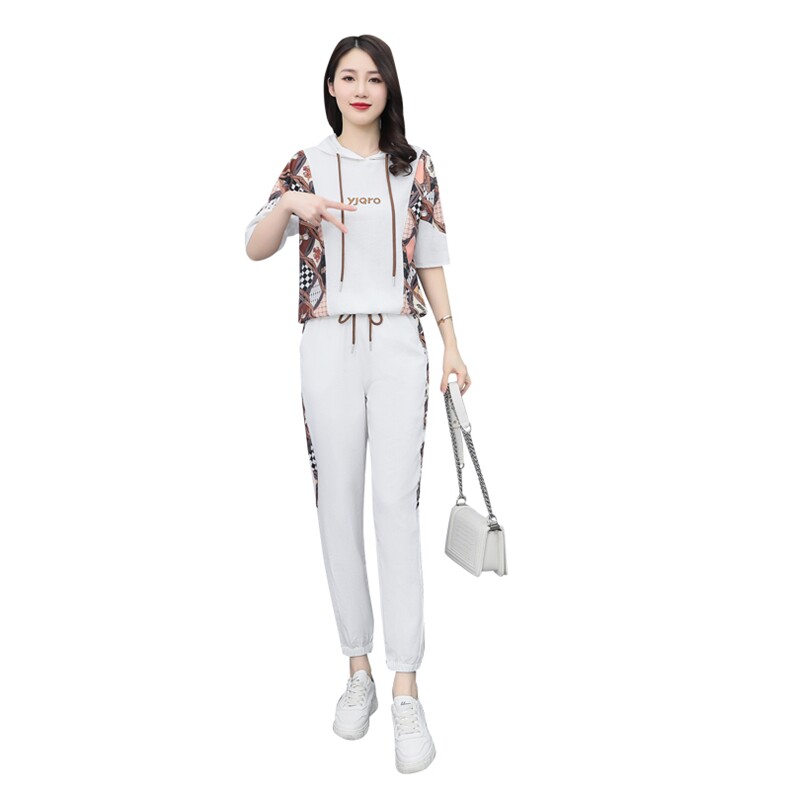 夏季休闲时尚运动服套装女2022新款两件套洋气减龄气质,女装套装/套裙,雅佳俏