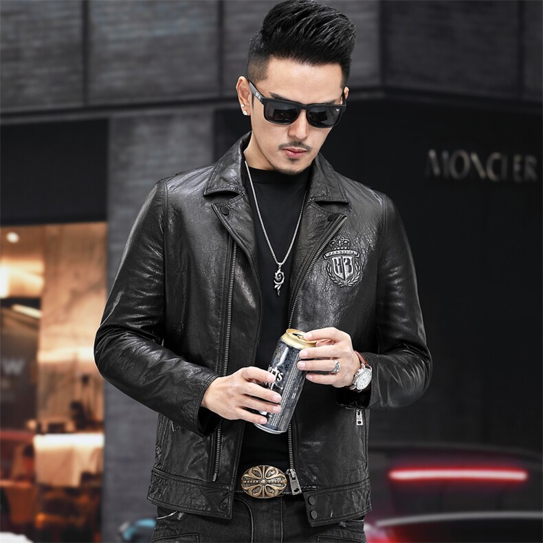 Z19013秋季男士绵羊皮修身外套皮衣夹克帅气P850，男装皮衣，电商B360