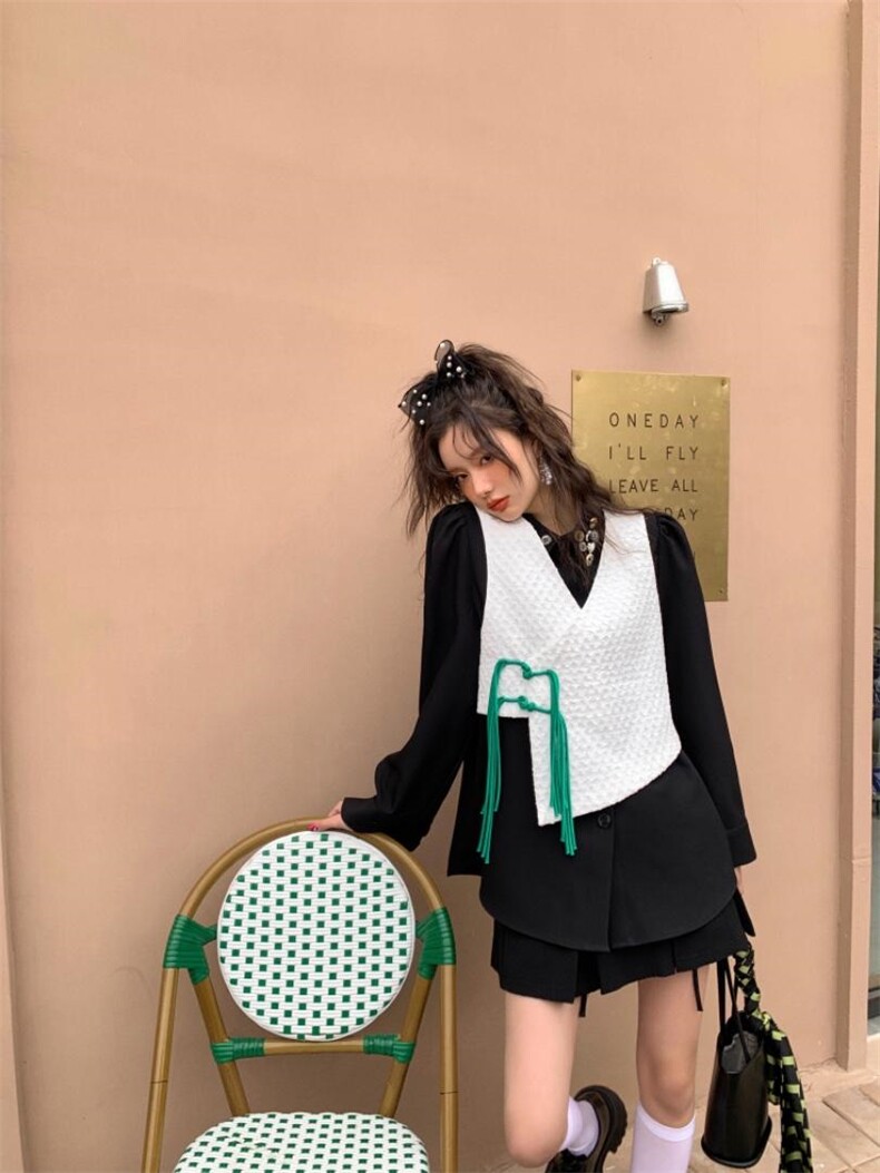 两件套潮复古衬衫，女装衬衫，YOUER DENG