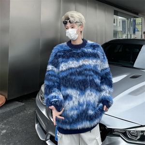 慵懒风软糯马海毛针织衫毛衣男女情侣秋冬复古宽松外套MZ702-P64图片