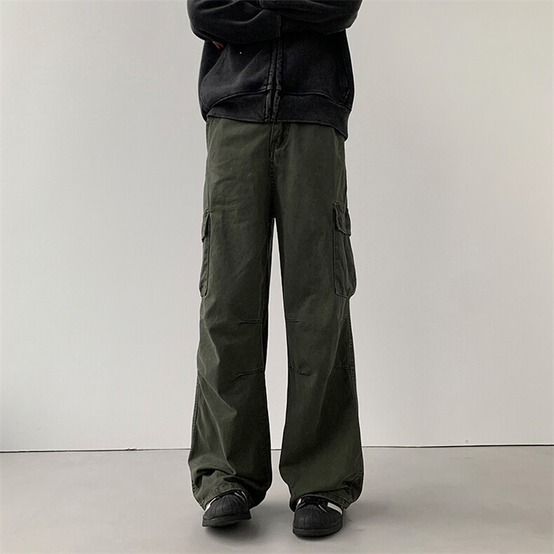 2025秋冬三色高级感褶皱工装裤男款潮直筒宽松休闲长裤子LY528,男装休闲裤,电商B381-2