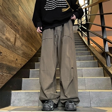 日系复古宽松休闲工装裤男秋季潮牌ins机能风阔腿裤K7579-P42，男装休闲裤，星座512-3