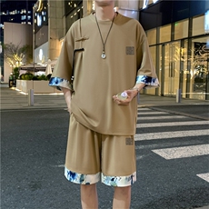 新中式风两件套夏季新中式禅意短袖t恤男套装A436-D223-P52，男装休闲套装，电商A436