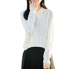 POLOL领薄款浮雕提花针织开衫女2025新长袖外搭毛衣减龄保暖毛衫，女装羊毛衫，片语羊绒
