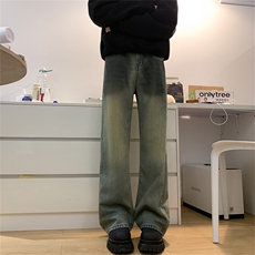 XZ-221-1/K6300/P55控78高品质复古渐变撞色废土做旧微喇牛仔裤，男装牛仔裤，星座221-1