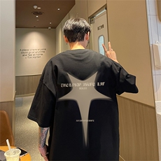 特P19控38230g重磅纯棉灌篮高手印花港风短袖t恤男DT3133，男装T恤，电商B370