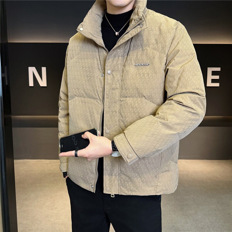 2025冬男修身立领暗花g标50白鸭绒羽绒A230-6606-P185（控280）,男装羽绒服,电商A230