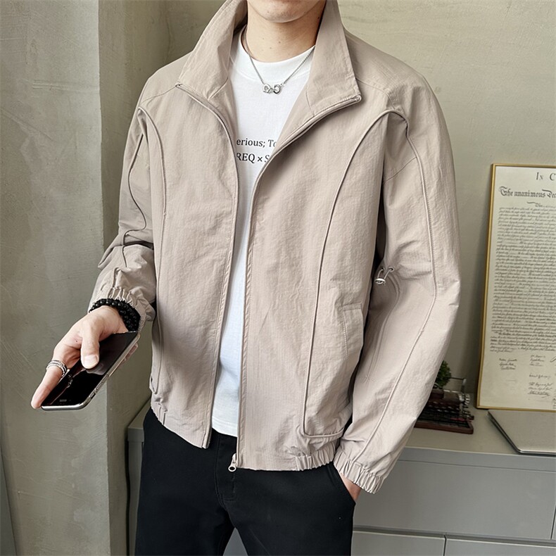 春季外套男士美式潮流立领宽松时尚拼接痞帅休闲夹克JK6507-P130,男装夹克,电商A237
