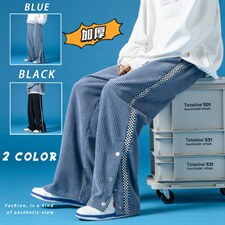 2025冬季新款加厚玉米格拼接卫裤棋盘格子休闲裤蓝 GK63-P55图片