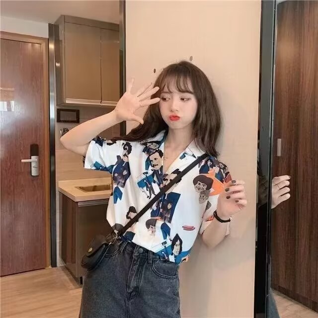 春季女装韩版批新款发时尚气质学生打底衬衣宽松大码洋气印花衬衫,男装T恤,星座506A
