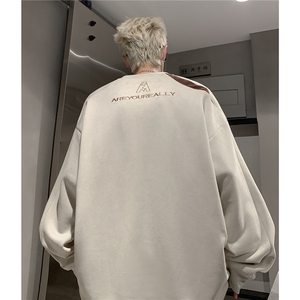 秋装新品 美式复古麂皮绒男士卫衣宽松撞色潮流情侣上衣 D365 P58图片