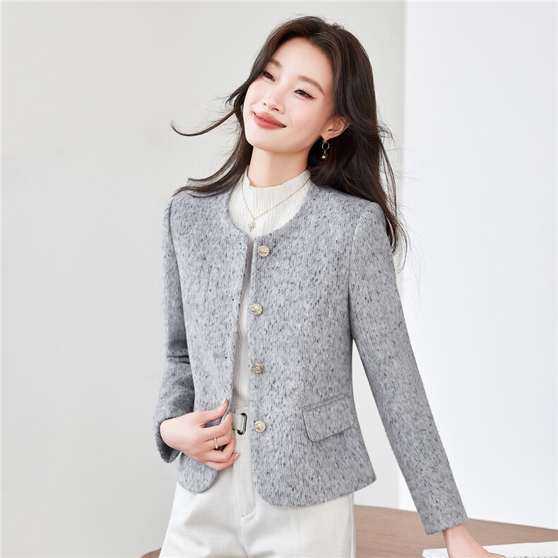 《档口现货》2026秋装新款气质毛感修身短外套西装小个子女,女装短外套,苗苗