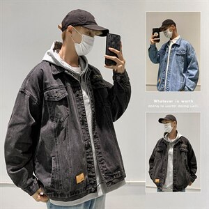 2021秋季新款学生大码男休闲牛仔外套港风工装夹克J120-P75图片