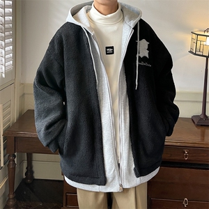 冬装假两件羊羔毛棉衣加厚棉服绣花外套 A071-099-P125，男装棉衣，电商A071