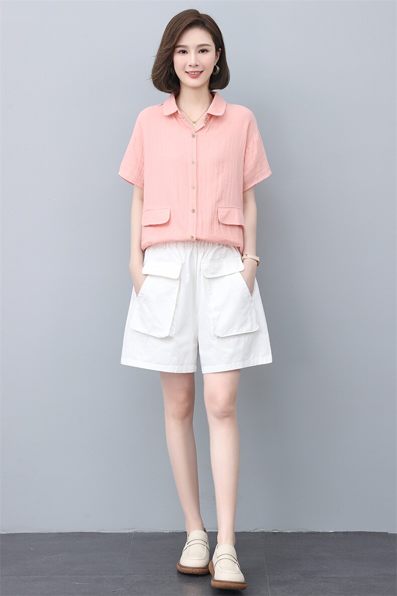 2022夏季新款女装宽松短袖衬衫舒适透气百搭上衣,女装衬衫,悦见她